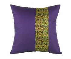 Tom Barrington Home Kissenbezug aus Seide, Violett mit Bali-Stil 16 x 16 gelb