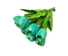 FRP Blumen Real Touch Latex Große 48,3 cm Tulpen für Blumensträuße, Vasengestecke, Home/Office Decor (6 Stück) Tiffany Blue