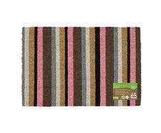 JVL Umweltfreundliche Fußmatte mit Latex-Rückseite, Kokosfaser, gestreift, Pink, braun, Einheitsgröße