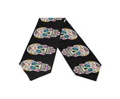 Doppelseitig Halloween Decor Sugar Skull Day of the dead Polyester Tischläufer & Bettläufer 33 cm W x 177,8 cm L/33 cm W x 228,6 cm L Party Hotel Esstisch Top Dekoration, Polyester, Multi6, 13 x 90