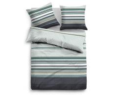 TOM TAILOR 0009887 Flanell Bettwäsche Garnitur mit Kopfkissenbezug (Baumwolle) 1x 155x220 cm + 1x 80x80 cm, minz