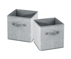 InterDesign 05053EU Aldo Schrank-Aufbewahrungswürfel für Spielzeug, Pullover, Accessoires - 2 Stück, grau, Polypropylene, Gray, 26,6 x 26,6 x 27,9 cm