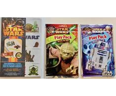 Disney Star Wars Wiederablösbare Wandsticker & Play Packungen-3 PC bundle-classic Saga abnehmbarer Aufkleber 4 Blatt 110 + Aufkleber Für Wände, Kühlschränke, locker Türen, Play Pack Grab N Go, 1 Yoda & 1 R2D2