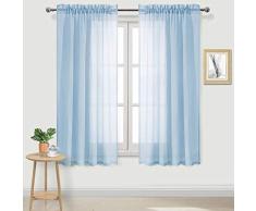 DWCN Sheer Gardinen Leinenoptik Stange Pocket Wohnzimmer Vorhänge Set 2 Stück Fenstervorhänge 52 x 63 inch himmelblau