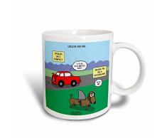 3dRose Unnützes add-ons-compact Auto mit Spoiler, Wiener Hund mit Sharks fin-Magic verwandelt Becher, Keramik, Schwarz/Weiß, 10,16 x 7,62 x 9,52 cm