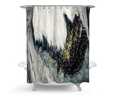 QCWN Psychedelische Kunst Marmor Duschvorhang Bunt Natur Luxus Gouache Landschaft Badvorhang Trippy Duschvorhang Set mit Haken für Badezimmer Dekor 59L*70W 1