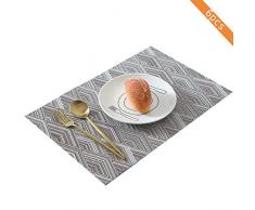 Amidaky Runde gewebte Platzsets, Thermo-Isolierung, Esstisch, rund, Baumwolle, Tischsets, Grau, 35,6 cm, 6 Stück Braun a