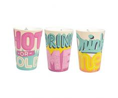 Sema 96944 The bevlak Becher X6 mit 3 Sortiert Porzellan Mehrfarbig 6 x 18 x 15 cm