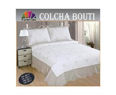 ForenTex HS-2611 Tagesdecke, Bestickt, mit Bezügen für Frühjahr/Sommer/Herbst, Beige, 190 x 260 cm + 1/50 x 70 Kissen 2