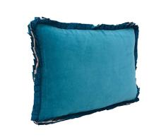 Ragged Rose Ribbon Samt-Kissen, Baumwolle, 35 x 50 cm, Blaugrün