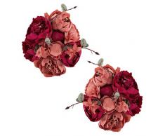 EZFLOWERY Künstliche Pfingstrosen Seidenblumen, Blumenstrauß für Hochzeit, Tischdekoration für Zimmer, Party, Zuhause, Elegante Vintage, perfekt für Frühlings- und Sommer-Partys und Anlässe rot
