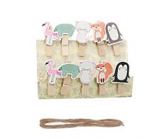 Vpang 50 Pcs Cute Mini Holz Cartoon Design Wäscheklammern Clips Card Photo Halter Wäscheklammern Hochzeit Dekorationen mit Jute Seil Small Tier