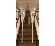 TJ Global Fadenvorhang Raumteiler Tür mit Schleifenfaden, Tapisserie, Fransen, Fensterleiste für Haus, Restaurant, Veranstaltungen, Fotohintergrund – B 99 x H 200 cm (1 x 2 m) W 39 x H 79 (100 CM X 200 CM) weiß