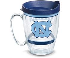 Tervis 1348043 North Carolina Tar Heels Tradition Thermobecher mit Wrap und marineblauem Deckel, 454 ml, transparent