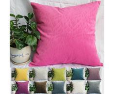 tangdepot Massiv Samt Dekoratives Kissen Bezüge/Euro kissenrollen, Super Weiche Velours, Micro geprägt Leaf Textur und Form, Samt, Hot Pink, 12 x 18