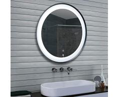 Lux-aqua MR800-BL Wandspiegel, Glas, schwarz/verspiegelt, 800x800x52mm