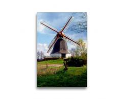 Premium Textil-Leinwand 30 x 45 cm Hoch-Format Windmühle in Worpswede, Teufelsmoor | Wandbild, HD-Bild auf Keilrahmen, Fertigbild auf hochwertigem Vlies, Leinwanddruck von Lothar Reupert