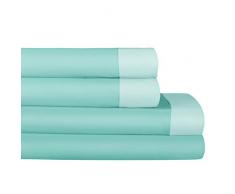AURAA Komfort 400 Fadenzahl 100% langstapelige Baumwolle Spannbetttuch Set – Wendbar – 4 Stück-Set, Soft & Smooth Satin Weave, Hotel Bettwäsche, Öko-Tex Zertifiziert King Turquoise/Seaglass