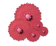 Zeal LSET9R Silikondeckel Frischhaltedose, wiederverwendbar, umweltfreundliches Blumendesign, 5 Stück rot