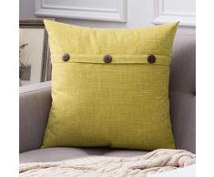 MIULEE Dekorative Lendenwirbel-Kissenbezüge, Landhaus-Stil, Leinen, Kissenbezüge, Vintage-Dekor, Beige für Couch Sofa Schlafzimmer Auto 1 Piece, 24x24 Three Button-Light Yellow