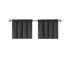 m-deconovo Solid strukturiert geprägt Rod Pocket Blackout Querbehang Vorhänge, Polyester-Mischgewebe, Dark Grey-2pcs, 42x18 Inch