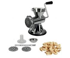 Westmark Fleischwolf mit 3 Lochscheiben, Wurstfülltrichter und Gebäckvorsatz, Großer Saugfuß, Rostfreier Edelstahl, Silber, 97772260