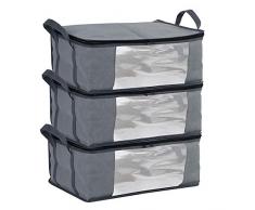 Manzoo Aufbewahrungstaschen, Aufbewahrungstaschen, für Pullover, Kleiderschrank, Aufbewahrungsbehälter, Schrank-Organizer und Aufbewahrung, großes transparentes Fenster und Tragegriffe, ideal für Kleidung, Decken, Schränke