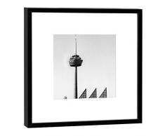COGNOSCO Fotografie im Holzrahmen: Colonius Fotodruck-Format 27 x 27 cm-Rahmenfarbe schwarz-Hochwertiges Wandbild, Geschenkidee oder Souvenir aus Köln, Holz, Weiß, Rahmen