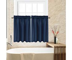 CAROMIO Küchen-Vorhang, gewebt, strukturiert, gewebt, für Café, Badezimmer, Fenster, Vorhänge und Größen Modern Tiers|36 L Marineblau