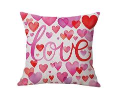 yuelove Love Herz Baumwolle Leinen Quadratisch Malerei Kissen Fall Valentine s Day Lover Geschenk Weich Sofa Taille Outdoor Überwurf Kissenbezug Boden Kissenbezüge Sweet Love Home Decor 18x18 /45cmx45cm rot
