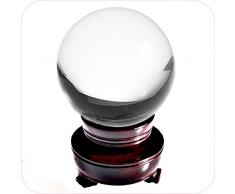 Amlong Crystal Clear Wood Meditation Divnation Sphere Feng Shui Kristall, Lensball, dekorative Kugel mit Holzständer und Geschenkbox, 110 mm