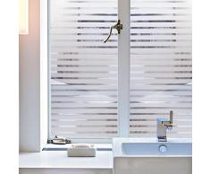 ConCus-T statische Haftung, kein Klebstoff, Vinyl, hochwertig, dekorativ, matt, Sichtschutz, Fensterfolie, Vinyl, Mattierte Streifen, 35.43x118.11