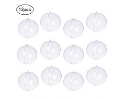 Yeelan Dekokugeln aus transparentem Kunststoff, Acryl, befüllbar, 50 mm, 12 Stück