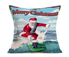 Fukeen Blue Ocean Park Thema, Überwurf, Kissenbezüge, Baumwollleinen, Muscheln für Zuhause, Sofa, Dekoration, Kissenbezug, 45,7 x 45,7 cm 18x18 Weihnachtsmann Surfen