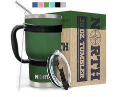 Sensible Needs Nord-Edelstahl-Trommel 5-teiliges Set, vakuumisoliert, Reise-Becher für Haus, Büro, Schule Â € „Wie Yeti Tumbler Für Ice Trink& heiss Beverage 30 Unzen Armeegrün