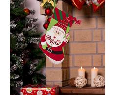 Glitzhome Weihnachtsstrumpf für Haustiere, handgefertigt, mit Haken 3d Santa