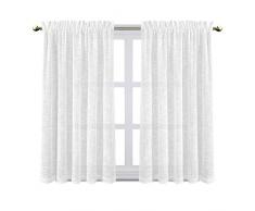 Zceconce Rod Pocket Vorhänge Leinen strukturiert Sheer Vorhänge Gesamtgröße 304,8 cm breit W60 x L45 weiß