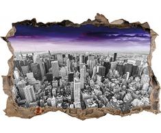 Pixxprint 3D_WD_5271_92x62 riesige Skyline von New York am späten Abend Wanddurchbruch 3D Wandtattoo, Vinyl, schwarz/weiß, 92 x 62 x 0,02 cm