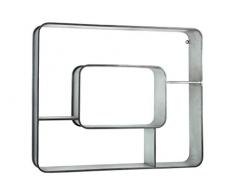 Benjara Rechteckiges Wandregal aus Metall mit geschwungenen Kanten und 5 Schlitzen, Grau