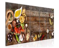 Bilder Küche Gewürze Wandbild 150 x 60 cm Vlies - Leinwand Bild XXL Format Wandbilder Wohnzimmer Wohnung Deko Kunstdrucke Braun 5 Teilig - MADE IN GERMANY - Fertig zum Aufhängen 019256a