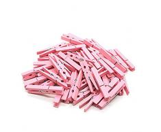 IDS 50 Stück Holz Craft Wäscheklammern mit Feder, 7 cm, Pink