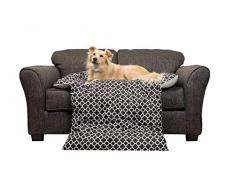 Wags N Whiskers Mazi Reynold Loveseat Bezug aus Mikrofaser, wendbar, wasserabweisend, mit Taschen, Salbeibraun, Schwarz, Sofa Cover