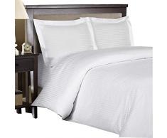 Royal Hotel Stripe 3-Teiliges Full/Queen Tröster Cover (Bettbezug Set) 100 Prozent Baumwolle, 500-thread-count, Satin Gestreift King/Cal-King Weiß