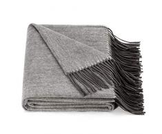 Spencer & WHITNEY Natur Überwurf Decke reversibel All Season Wolle Decke leicht warm Wolle Überwurf Decke, grau, 51 * 67IN+2 * 4IN(Fringe)