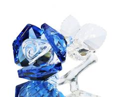 Walzer & F Kristall Blume, Glas Rose Briefbeschwerer Figur Collectible Blau