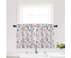 Haperlare Küchenvorhang, Blumenmuster, Polyester, Coral/Green/Blue, Tiers| 24 L