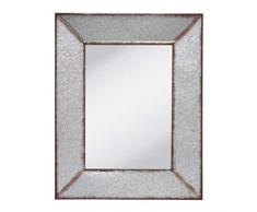 CKK Industrieller Wandspiegel, rustikal, rechteckig, verzinkter Metallrahmen, silberfarben