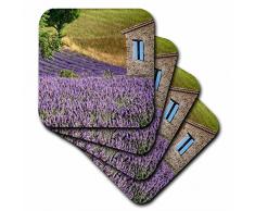 3dRose cst_257619_2 France, Provence Lavender fields near a home, set of 8 Soft Coasters