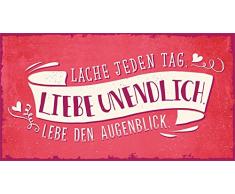 Grafik Werkstatt Wand Vintage-Art | Lache jeden Tag. Liebe unendlich. Lebe den Augenblick | Retro | Nostalgic | Pappschild mit Kordel| Deko-Schild Cardboard, Pappe, bunt, 22 x 12 cm