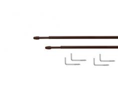 Beyond Drape Vitragenstange Ausziehbar 2 Stück mit Schraubhaken Flach Zur Aufhängung von Scheibengardinen, Eisen, Braun, 80-120 cm